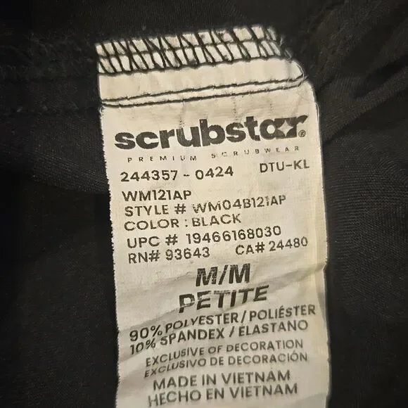 Womens Scrubstar Black Pants Medium Pettite - Picture 5 of 6